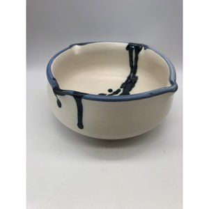Pottery Bowl Blue/Navy drip glaze 5.5" diameter